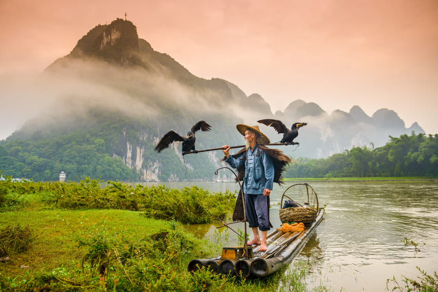 Yanghuo conmoran china rio y pescador